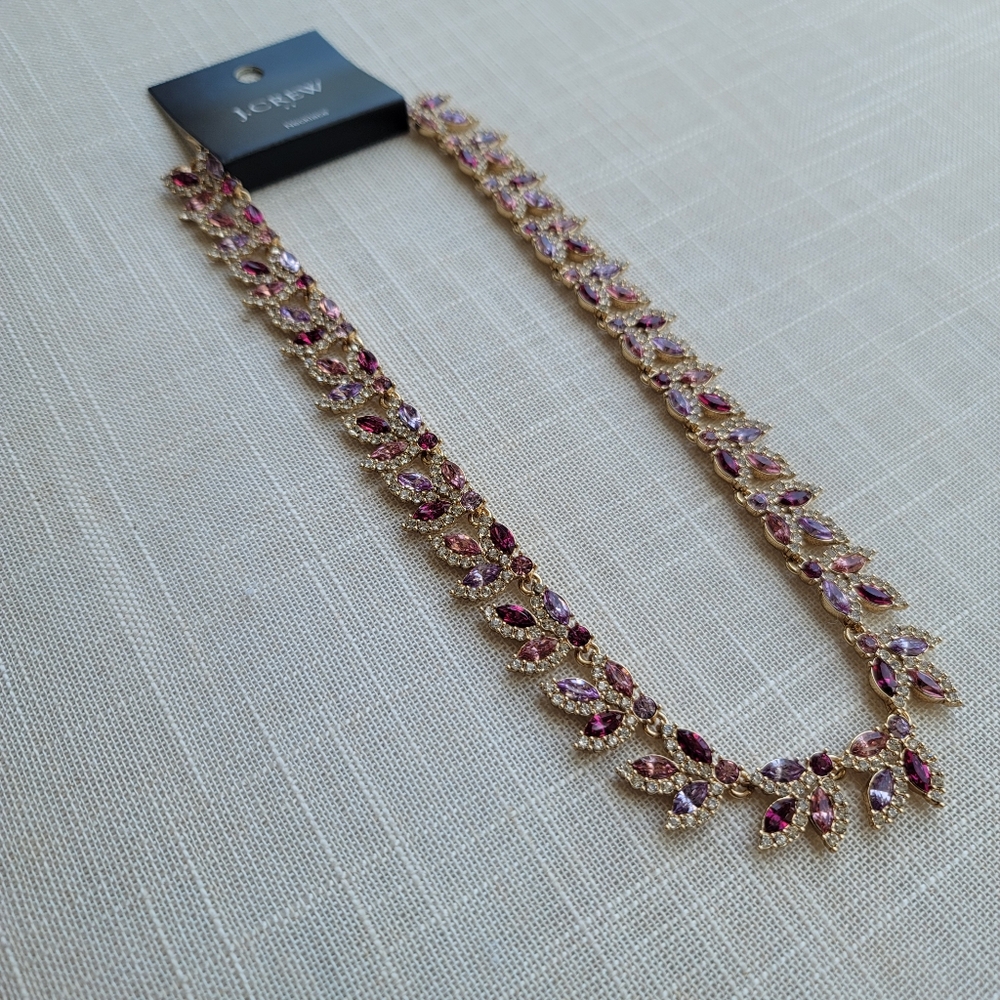 New! J.Crew Red Ruby Ted Crystal leaves statement necklace NWT - Picture 5 of 8